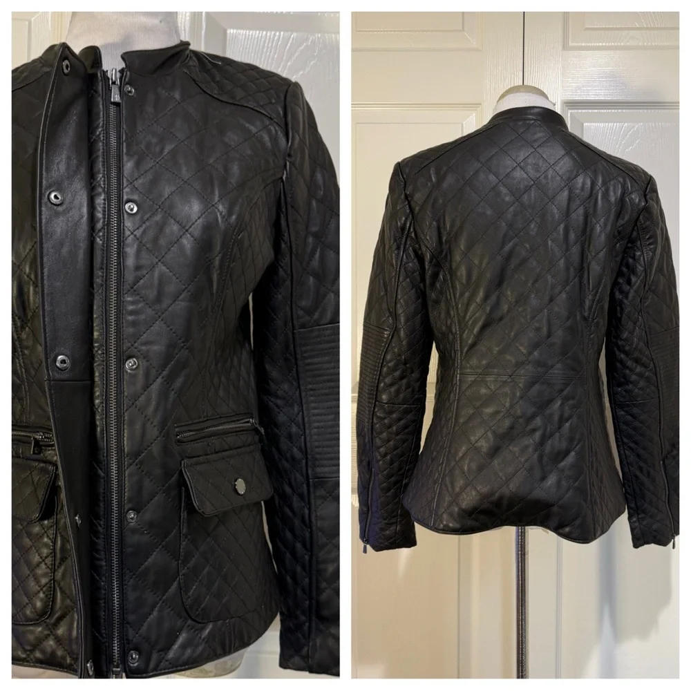 Isaac Mizrahi Live! Zip Front Quilted Leather Jacket with Pockets